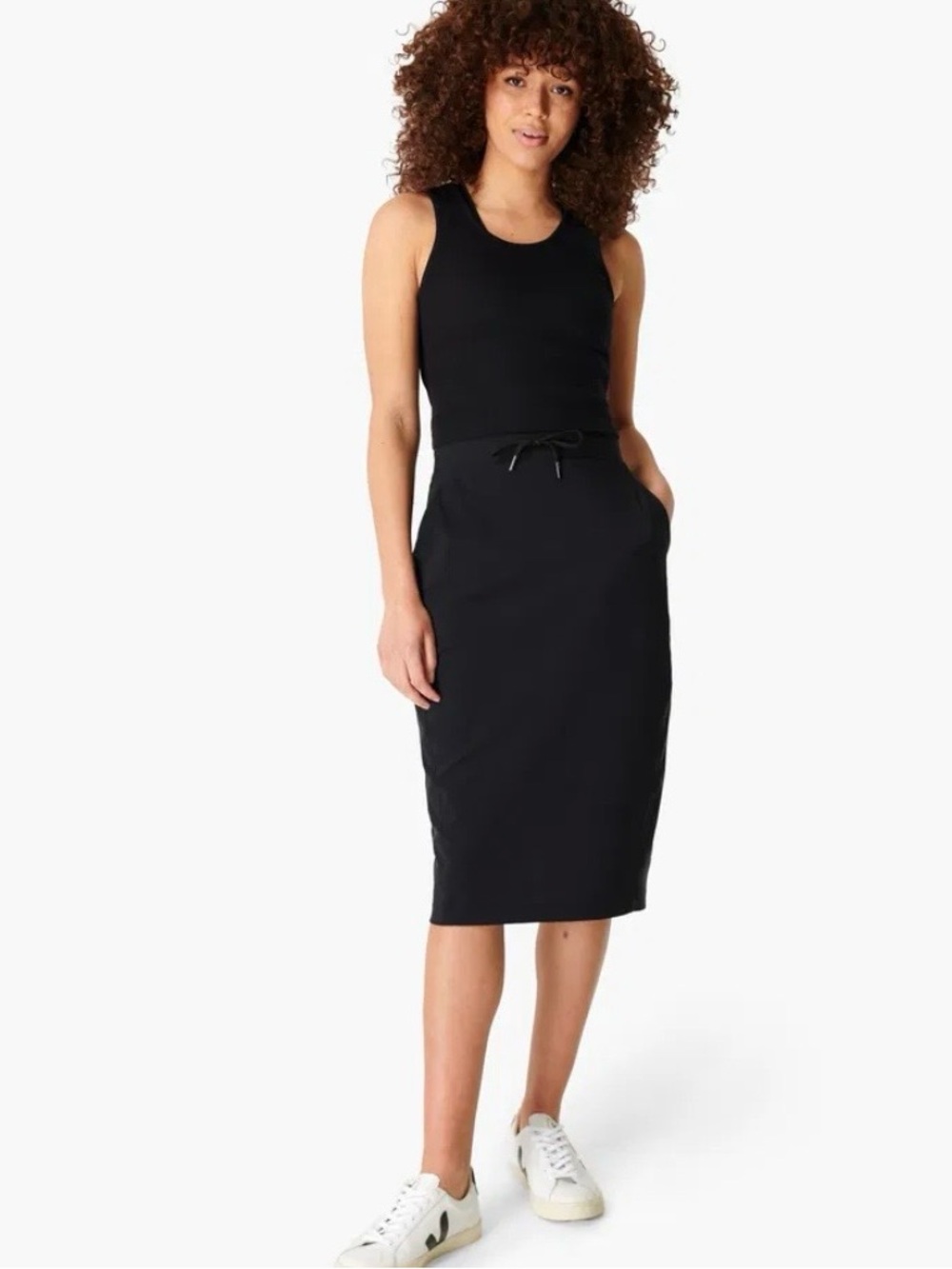 Sweaty Betty Black Drawstring Midi Skirt